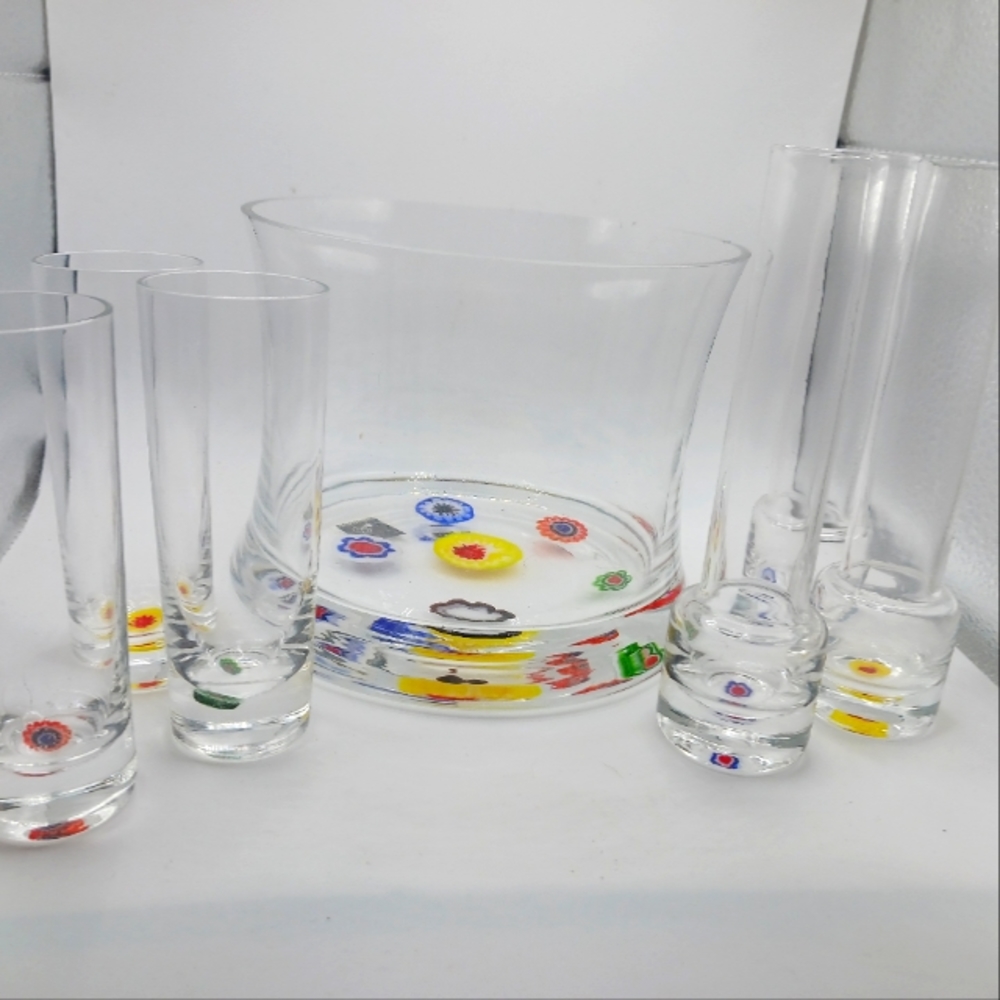 DESIGNER CIRCLEWEAR 7-pc Barware, Vodka Shooter Set, Petite Fleur Style Set